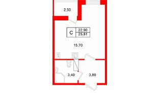 Квартира в ЖК Полис Лаврики, студия, 22.9 м², 9 этаж