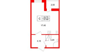 Квартира в ЖК Полис Лаврики, студия, 24.7 м², 8 этаж
