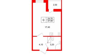 Квартира в ЖК Полис Лаврики, студия, 24.7 м², 10 этаж