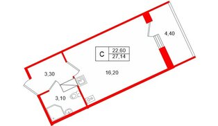Квартира в ЖК Полис Лаврики, студия, 22.6 м², 10 этаж