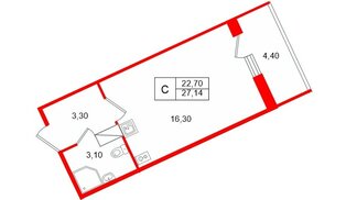 Квартира в ЖК Полис Лаврики, студия, 22.7 м², 12 этаж