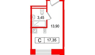 Апартаменты в ЖК Арт Плаза, студия, 17.35 м², 9 этаж