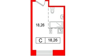 Апартаменты в ЖК Арт Плаза, студия, 18.26 м², 5 этаж