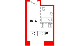 Апартаменты в ЖК Арт Плаза, студия, 18.26 м², 7 этаж