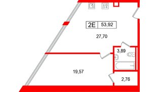 Апартаменты в ЖК Арт Плаза, 1 комнатные, 53.92 м², 10 этаж