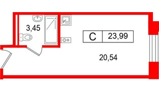 Апартаменты в ЖК Арт Плаза, студия, 23.99 м², 8 этаж
