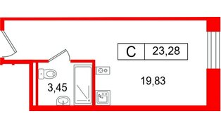 Апартаменты в ЖК Арт Плаза, студия, 23.28 м², 11 этаж