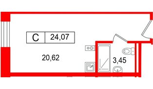 Апартаменты в ЖК Арт Плаза, студия, 24.07 м², 11 этаж