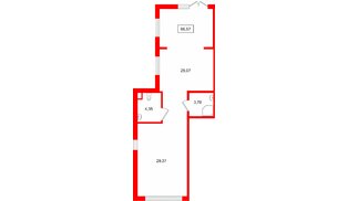 Помещение в ЖК Ю Гатчина, 66.57 м², 1 этаж