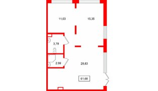 Помещение в ЖК Ю Гатчина, 61.68 м², 1 этаж