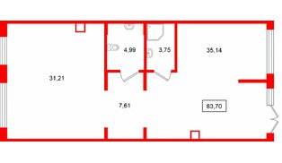 Помещение в ЖК Ю Гатчина, 83.7 м², 1 этаж