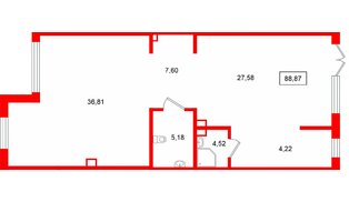 Помещение в ЖК Ю Гатчина, 88.87 м², 1 этаж