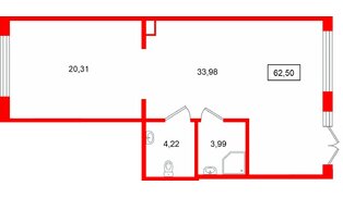 Помещение в ЖК Ю Гатчина, 62.5 м², 1 этаж