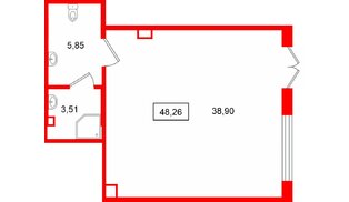Помещение в ЖК Ю Гатчина, 48.26 м², 1 этаж