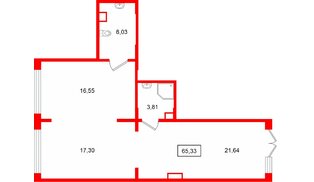 Помещение в ЖК Ю Гатчина, 65.33 м², 1 этаж