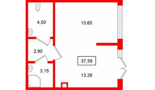 Помещение в ЖК Ю Гатчина, 37.59 м², 1 этаж