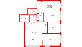 Помещение в ЖК Ю Гатчина, 53.64 м², 1 этаж