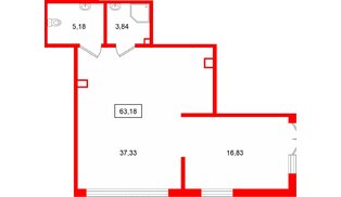 Помещение в ЖК Ю Гатчина, 63.18 м², 1 этаж