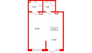 Помещение в ЖК Ю Гатчина, 50.05 м², 1 этаж