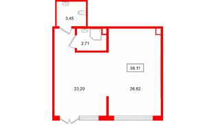 Помещение в ЖК Ю Гатчина, 58.11 м², 1 этаж