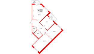 Квартира в ЖК Аро, 3 комнатная, 93.79 м², 1 этаж