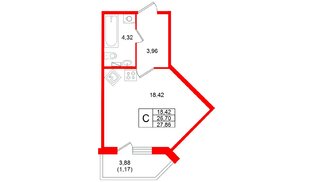 Квартира в ЖК Аро, студия, 27.86 м², 1 этаж