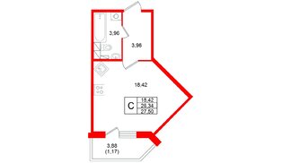 Квартира в ЖК Аро, студия, 27.5 м², 2 этаж