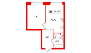 Квартира в ЖК Символист, 1 комнатная, 34.79 м², 9 этаж
