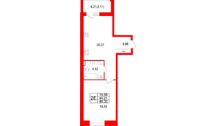 Квартира в ЖК «Аквилон РекаПарк», 1 комнатная, 46.32 м², 6 этаж