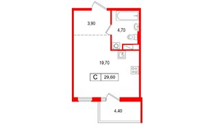 Квартира в ЖК «Янила Форест», студия, 29.6 м², 2 этаж