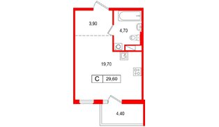 Квартира в ЖК «Янила Форест», студия, 29.6 м², 7 этаж
