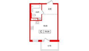 Квартира в ЖК «Янила Форест», студия, 29.5 м², 7 этаж