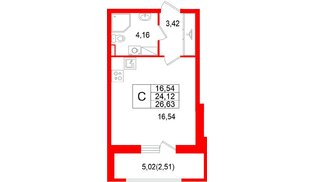 Квартира в ЖК «Аквилон РекаПарк», студия, 26.63 м², 5 этаж