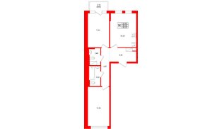 Квартира в ЖК «Новое Колпино», 2 комнатная, 56.15 м², 4 этаж