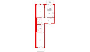 Квартира в ЖК «Новое Колпино», 2 комнатная, 57.08 м², 6 этаж