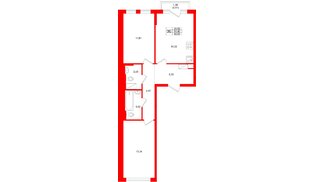 Квартира в ЖК «Новое Колпино», 2 комнатная, 55.42 м², 10 этаж