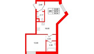 Квартира в ЖК Соло. Петергоф, 1 комнатная, 39.54 м², 1 этаж