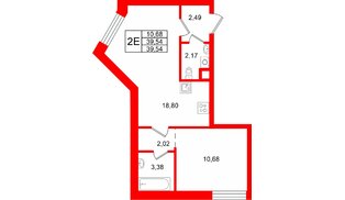 Квартира в ЖК Соло. Петергоф, 1 комнатная, 39.54 м², 1 этаж
