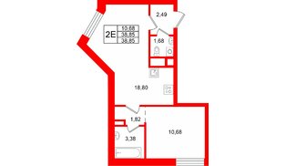 Квартира в ЖК Соло. Петергоф, 1 комнатная, 38.85 м², 3 этаж