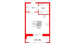 Квартира в ЖК «Аквилон РекаПарк», студия, 26.41 м², 7 этаж