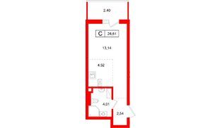 Квартира в ЖК Левел Мечникова, студия, 26.61 м², 8 этаж