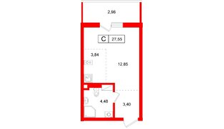 Квартира в ЖК Левел Мечникова, студия, 27.55 м², 4 этаж