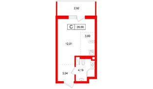 Квартира в ЖК Левел Мечникова, студия, 26.66 м², 8 этаж