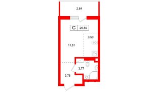 Квартира в ЖК Левел Мечникова, студия, 25.5 м², 8 этаж