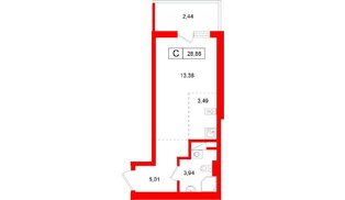 Квартира в ЖК Левел Мечникова, студия, 28.26 м², 4 этаж