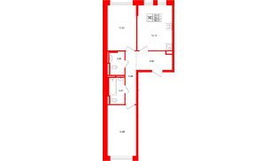Квартира в ЖК «Новое Колпино», 2 комнатная, 56.21 м², 1 этаж