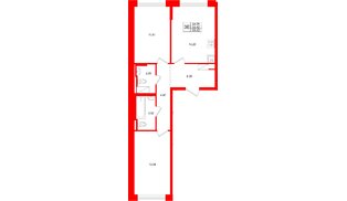 Квартира в ЖК «Новое Колпино», 2 комнатная, 55.42 м², 8 этаж