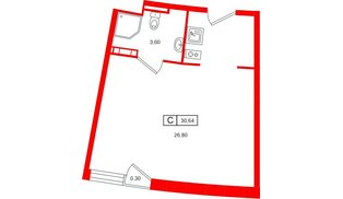 Апартаменты в ЖК Место Рощино, студия, 30.64 м², 3 этаж