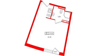 Апартаменты в ЖК Место Рощино, студия, 27.06 м², 5 этаж