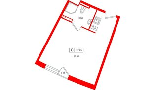 Апартаменты в ЖК Место Рощино, студия, 27.25 м², 3 этаж
